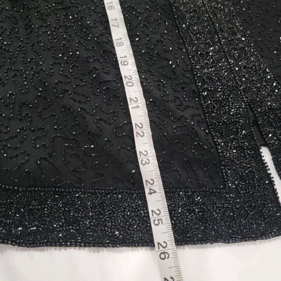 Laurence Kazar Womens Silk Beaded Jacket Size Petite Large Black Hook And Eye - Picture 6 of 6